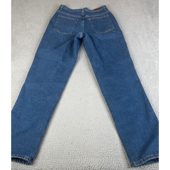 Eddie Bauer Jeans Womens 12T Tall Blue Relaxed Red Flannel Lined Outdoor Cowgirl - Picture 2 of 10